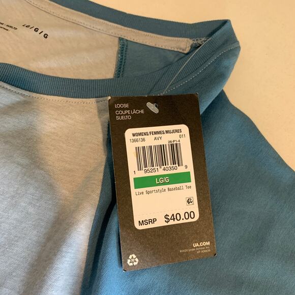 Under Armour T Shirt Womens L Large Live Sportstyle Loose Raglan Baseball Tee - Picture 8 of 12